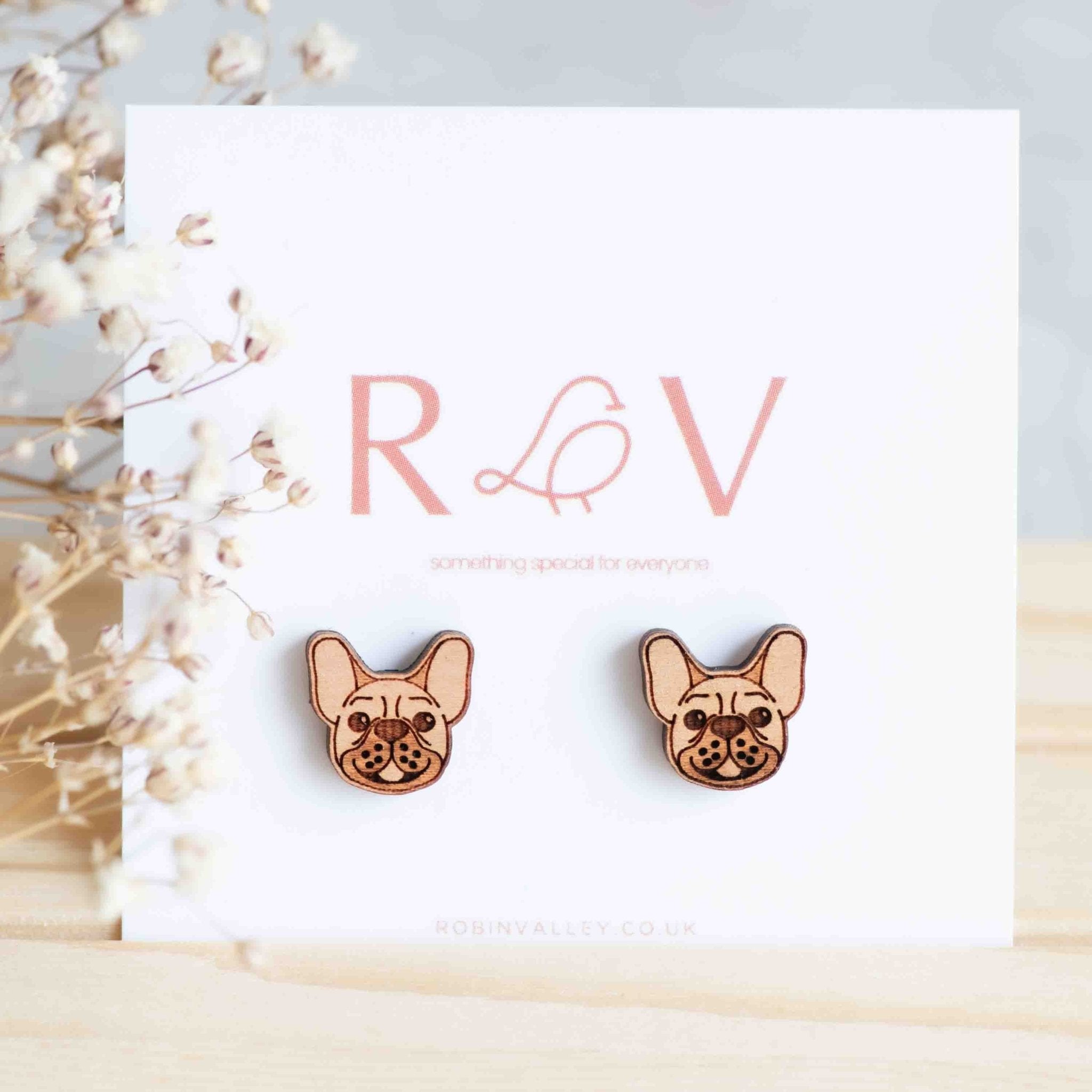 Smiling French Bull Dog Earrings - EL10190 - Robin Valley Official Store