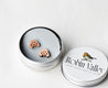 Snow Fox Cherry Wood Stud Earrings - EL10054 - Robin Valley Official Store