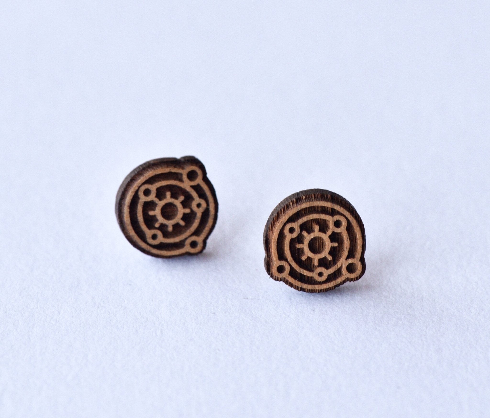 Solar System Cherry Wood Stud Earrings - ET15094 - Robin Valley Official Store