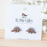 Stegosaurus Cherry Wood Stud Earrings - EO14010 - Robin Valley Official Store