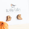 Terrifying Ghost Halloween Cherry Wood Stud Earrings - ET15014 - Robin Valley Official Store