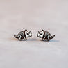 Triceratops Skeleton Cherry Wood Stud Earrings - EO14005 - Robin Valley Official Store