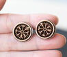 Viking Compass Cherry Wood Cufflinks - CT35009 - Robin Valley Official Store