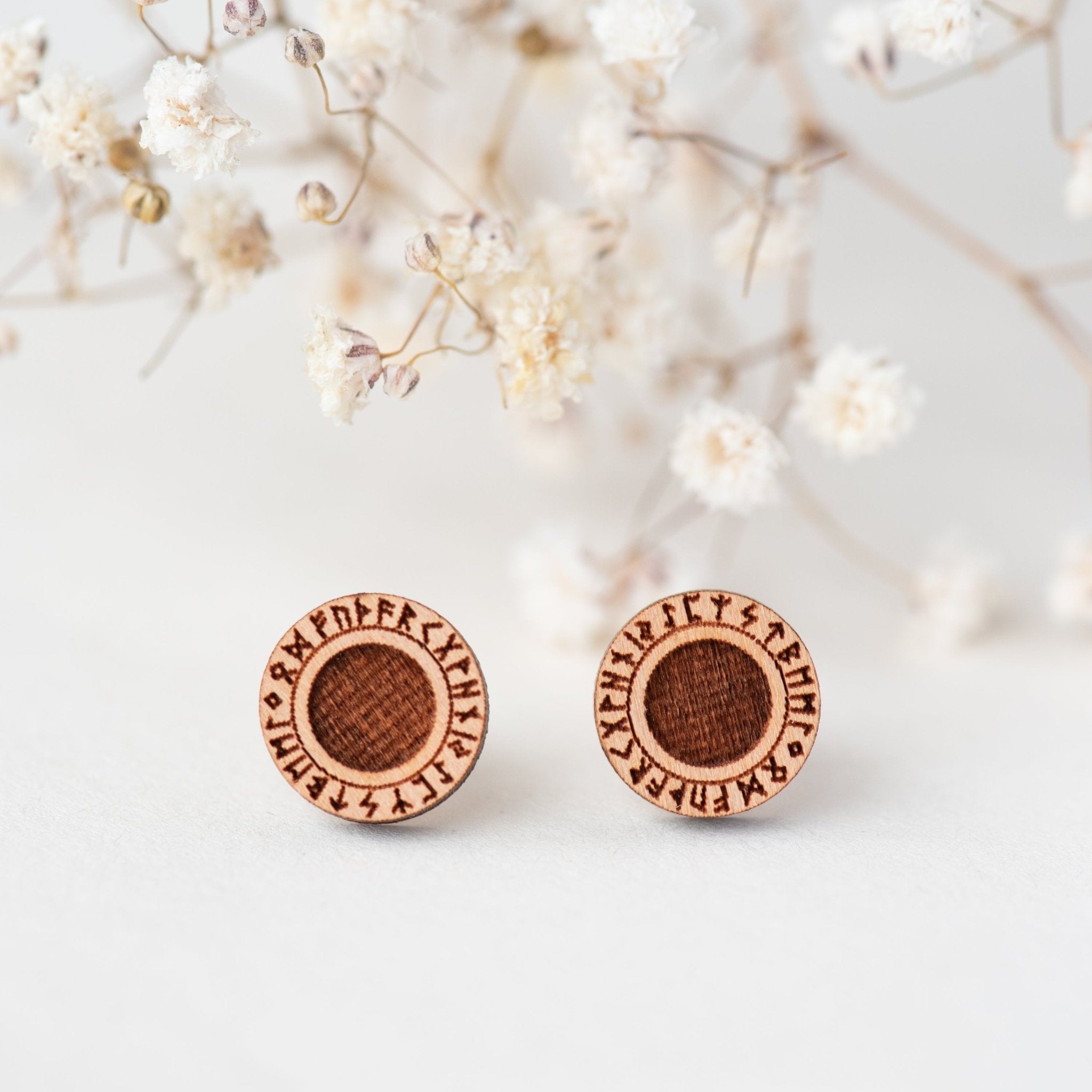 Viking Rune Wooden Earrings - ET15081 - Robin Valley Official Store