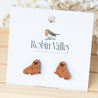 Walrus Cherry Wood Stud Earrings - ES13056 - Robin Valley Official Store