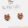 Wolf Cherry Wood Stud Earrings - EL10053 - Robin Valley Official Store