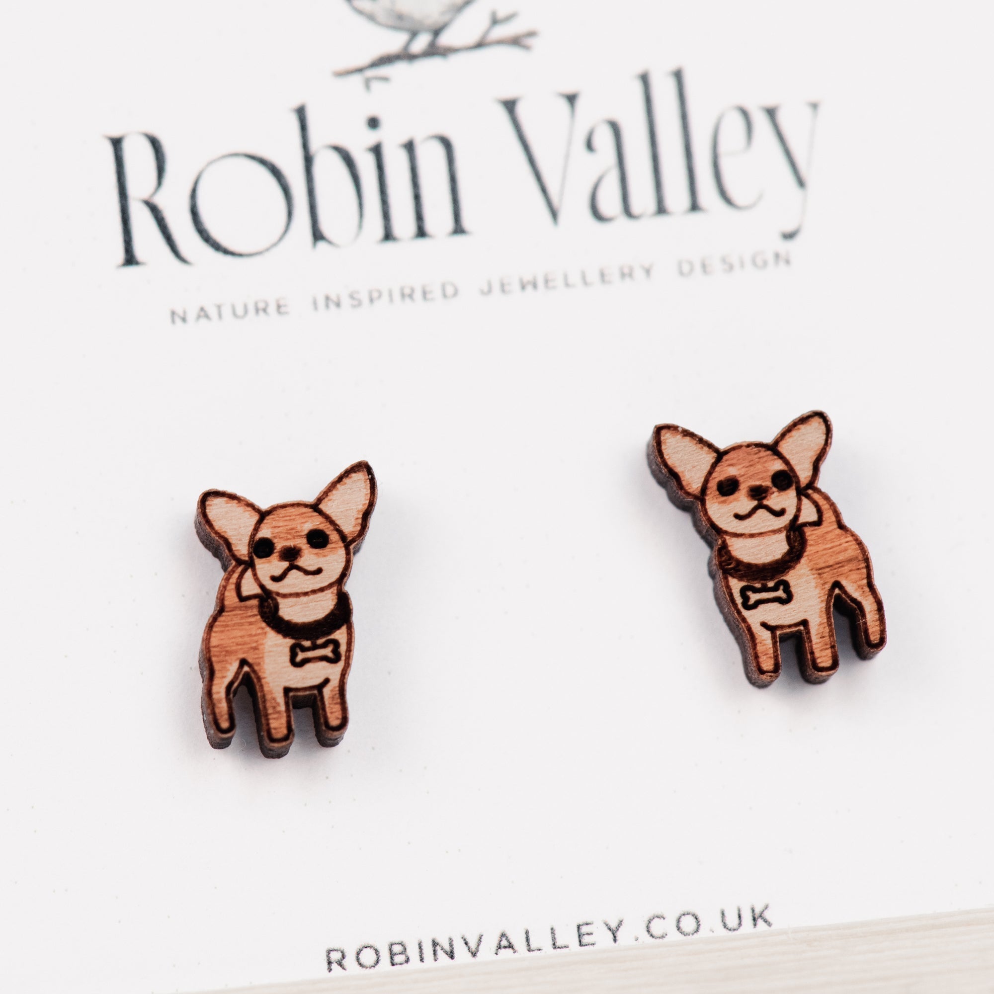 Wooden Chihuahua Earrings - EL10035 - Robin Valley Official Store