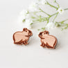 Adorable wooden capybara earrings handcrafted from sustainable wood – lightweight, animal-themed jewellery perfect for nature and wildlife lovers