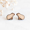 Super cute wooden capybara earrings, hand-painted with love on sustainable wood – lightweight, animal-inspired jewellery for capybara fans