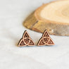 a pair of wooden Celtic earrings, mens wooden stud earrings