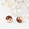 Yin Yang Cherry Wood Stud Earrings - ET15082 - Robin Valley Official Store