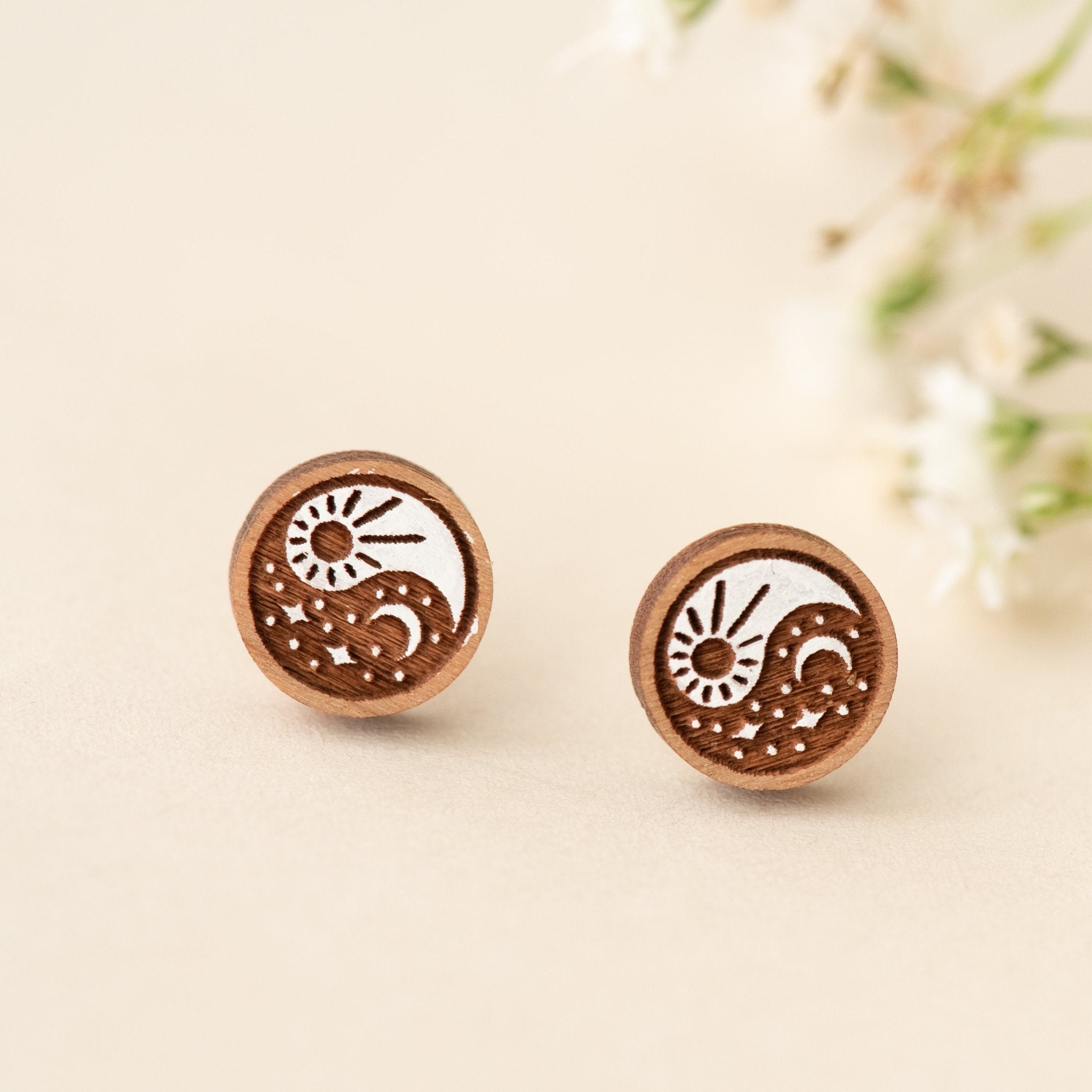 Yin Yang Wooden Earrings - PET15006 - Robin Valley Official Store